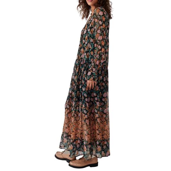 Free people Womens See it through Maxi Dress Long Sleeve Multicolor size M - Picture 3 of 10